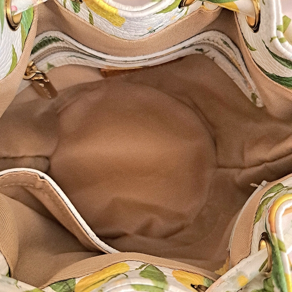 Valentina Leather & Raffia Lemon Design Crossbody Bucket Bag - Picture 6 of 8